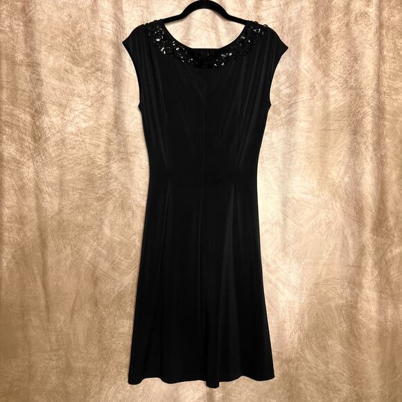 Vintage Y2K London Times Beaded Sequin Twist Top Sheath Dress Black Whimsigoth - Picture 7 of 8